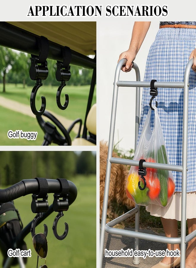 Kivan Base 2 Pack Universal Walker Hooks, 360° Rotating Stroller Clips for Diaper Bags, Wheelchairs, Rollators, Walkers, Shopping Carts & Car Backseats – Heavy Duty Multi-Purpose Hooks, Black - Image 5